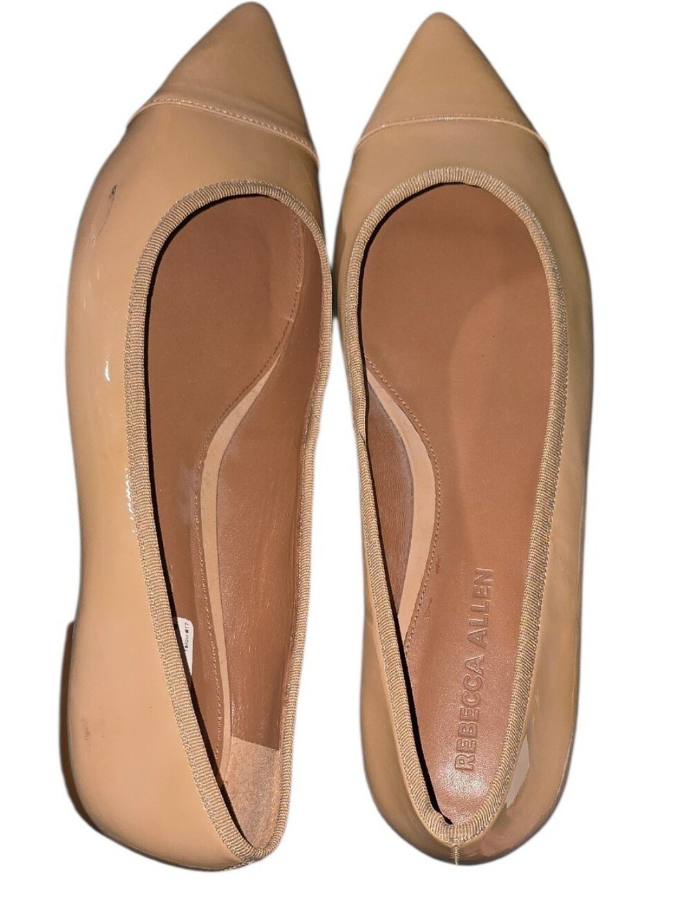 Rebecca Allan Nude Patent Pointed Toe Flats